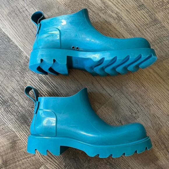 Bottega Veneta Puddle Boots • Size EU 39 (Unisex) • Teal Rubber Ankle Boots • - Picture 1 of 6